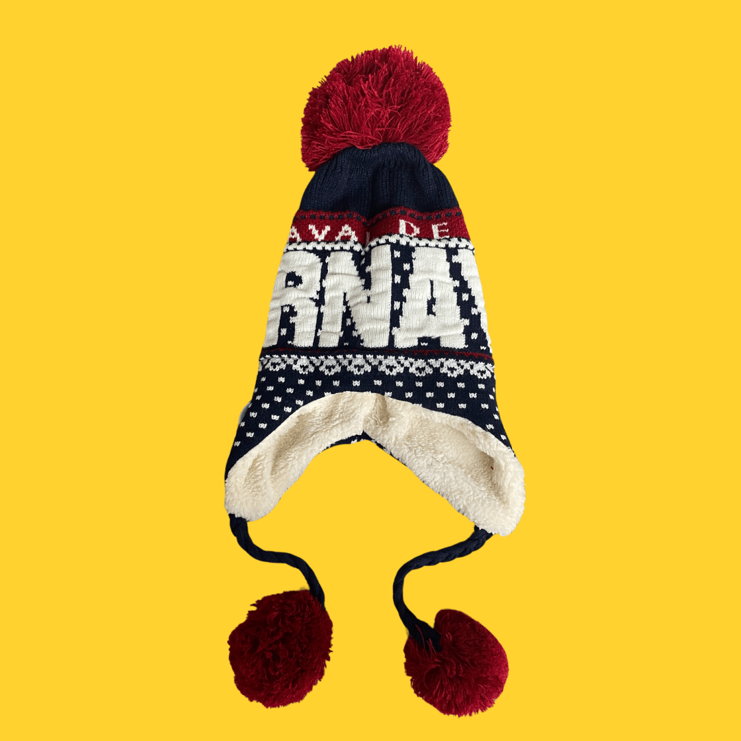 Children’s Corded Beanie Hat – Navy and Red