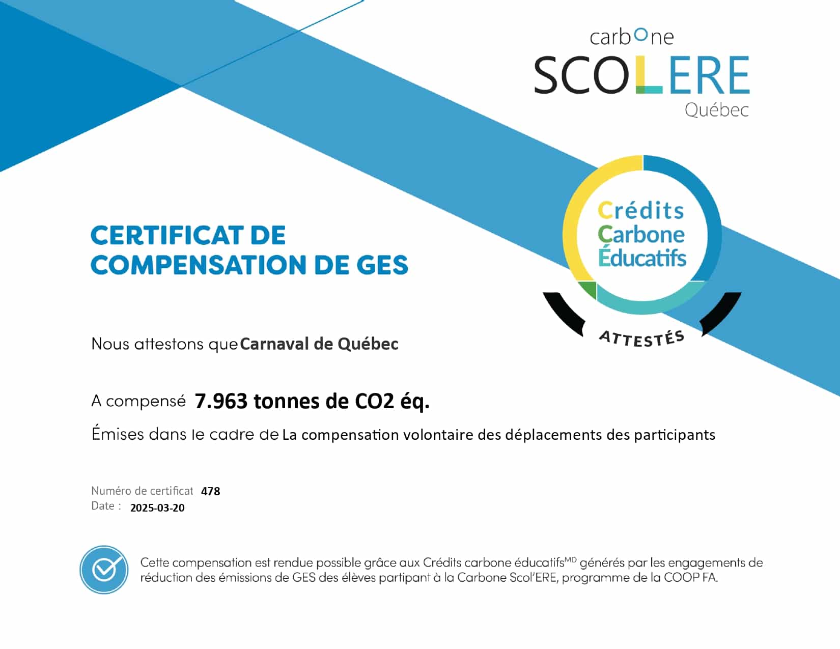 Carbon offset (COOPFA / Scol’ERE)
