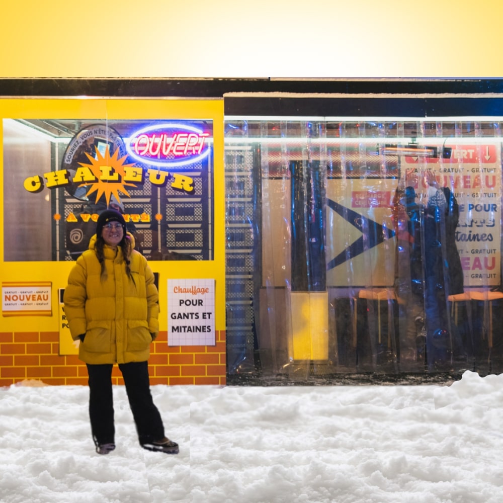 Zone chauffante Vidéotron pour faire une pause au chaud