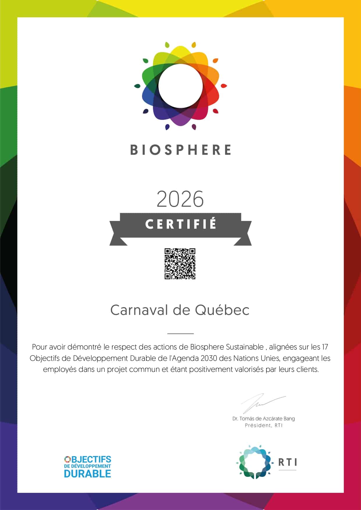 Biosphere certification